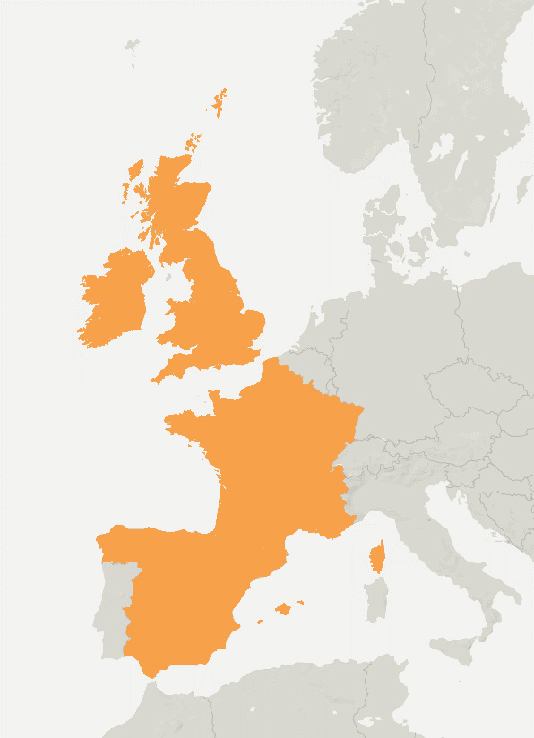 map showing locations of services