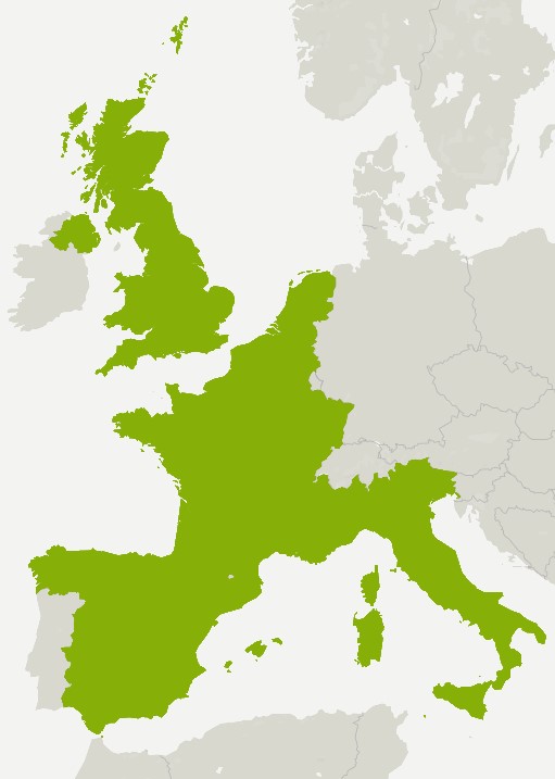 map showing locations of services