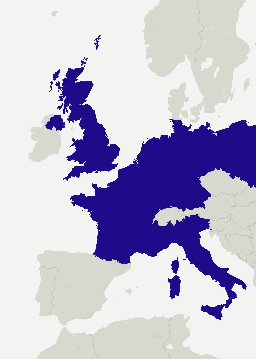 map showing locations of services